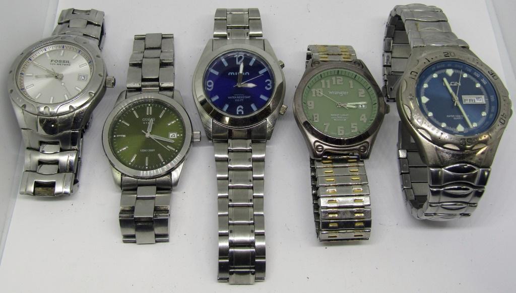 (5) MENS WATCHES! MILAN, FOSSIL, GUESS, ELGIN! (1 of 4)