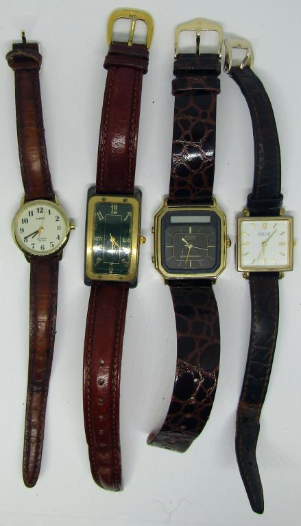 (4) WRISTWATCHES; FOSSIL, ECCLISSI, SEIKO,TIMEX!: UNTESTED