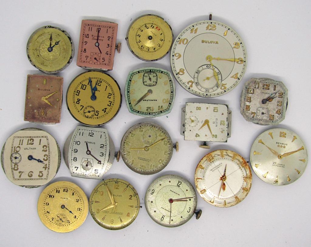 (17) WATCH FACES! BENRUS, BULOVA, WALTHAM, ELGIN, (1 of 2)
