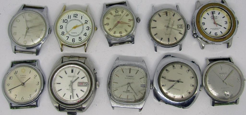 (10) WRISTWATCH FACES! SEIKO,BENRUS,GRUEN+!: UNTESTED!