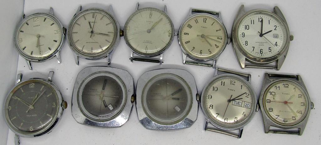 (10) WRISTWATCH FACES! SILVER TONED TIMEX!: UNTESTED!