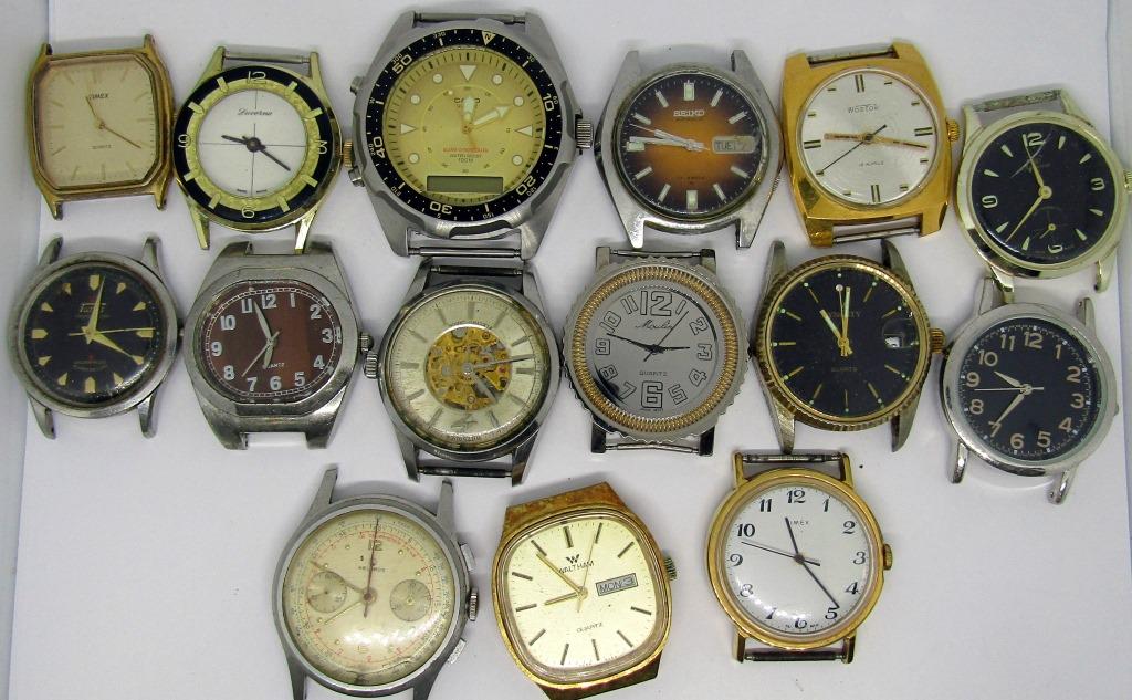 (15) WRISTWATCH FACES! SEIKO,WALTHAM,&MORE!: UNTESTED!