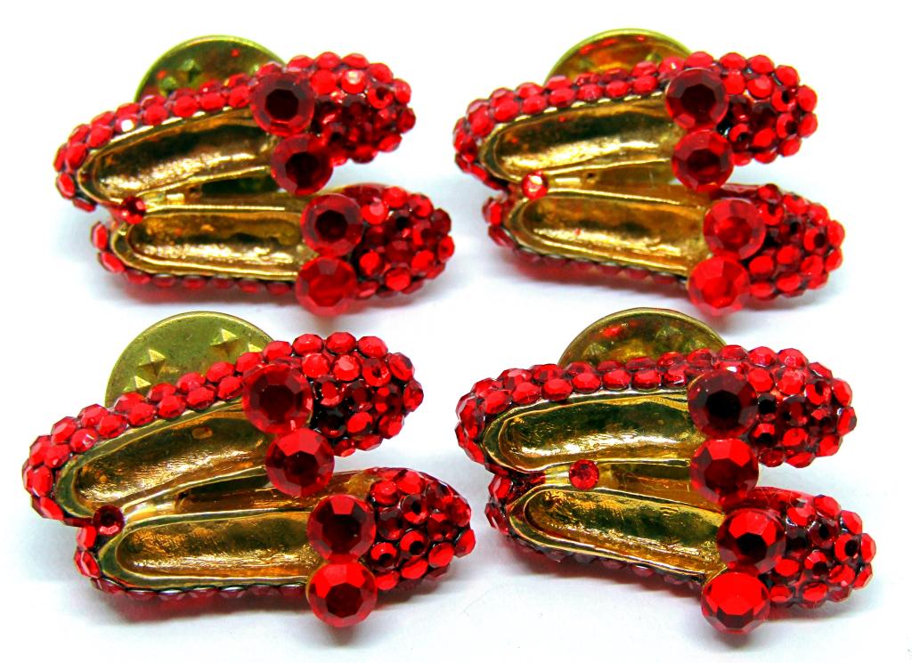 4 VINTAGE PAIRS OF RUBY RED SLIPPER PINS! (1 of 2)