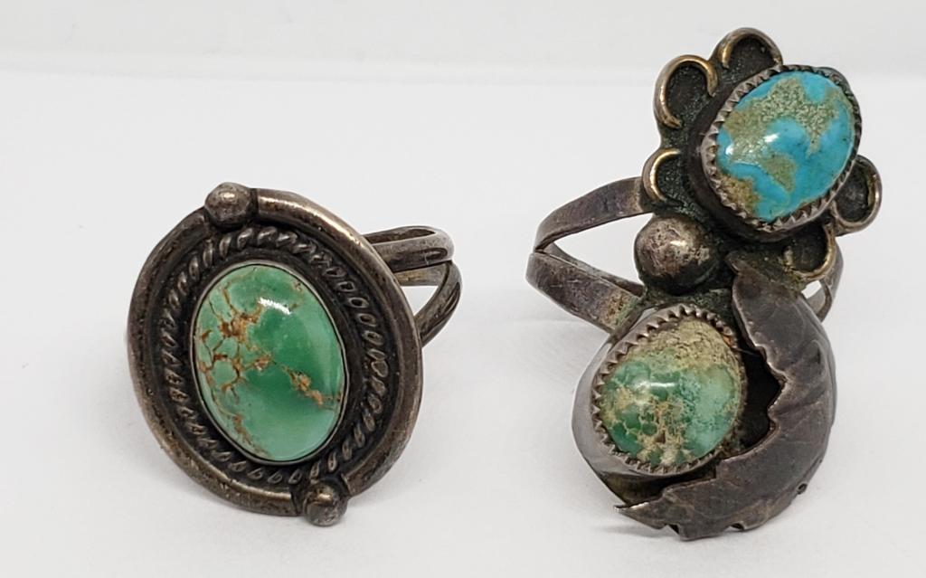 3-SOUTHWESTER STERLING RINGS WITH GREEN/ (1 of 6)