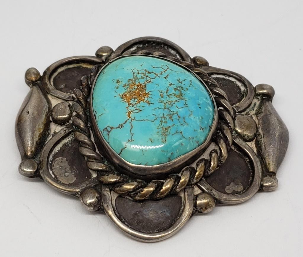 RE MARKED NAVAJO STERLING PENDANT WITH LARGE (1 of 4)