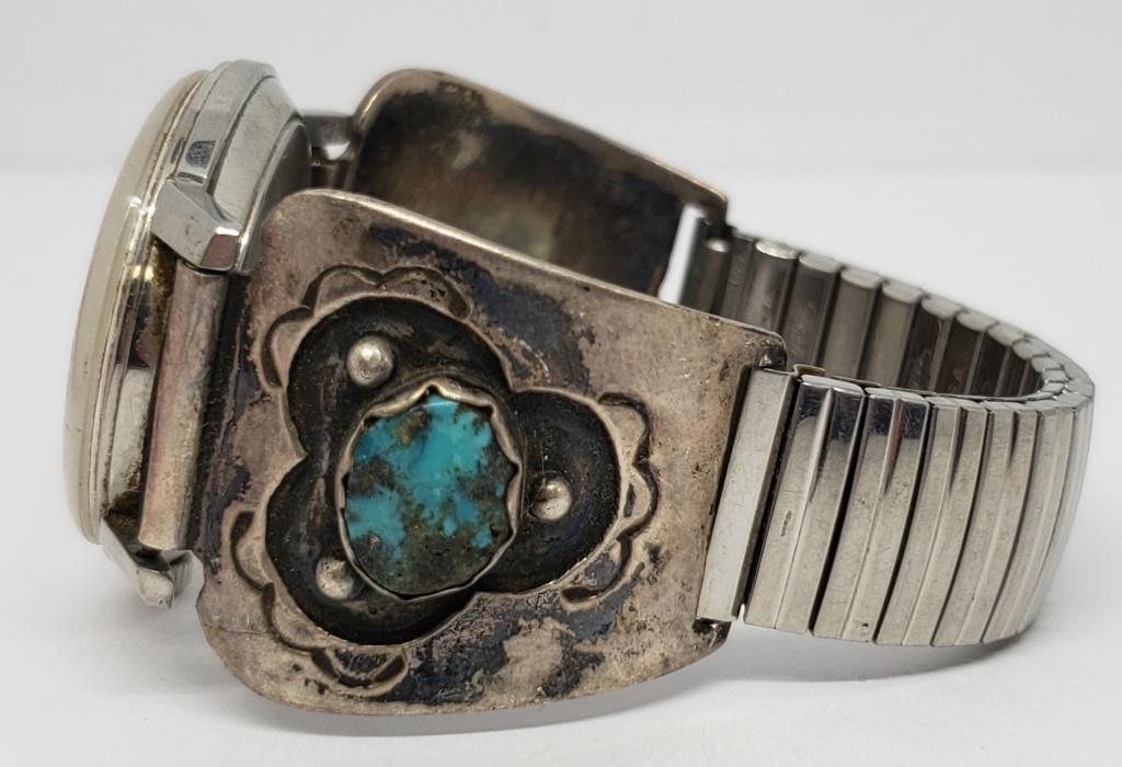 PAIR OF NAVAJO STERLING MEN'S WATCH TIPS (1 of 3)