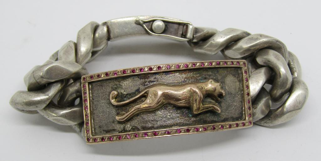 HEAVY!! STERLING MEN'S LINKED BRACELET WITH (1 of 3)