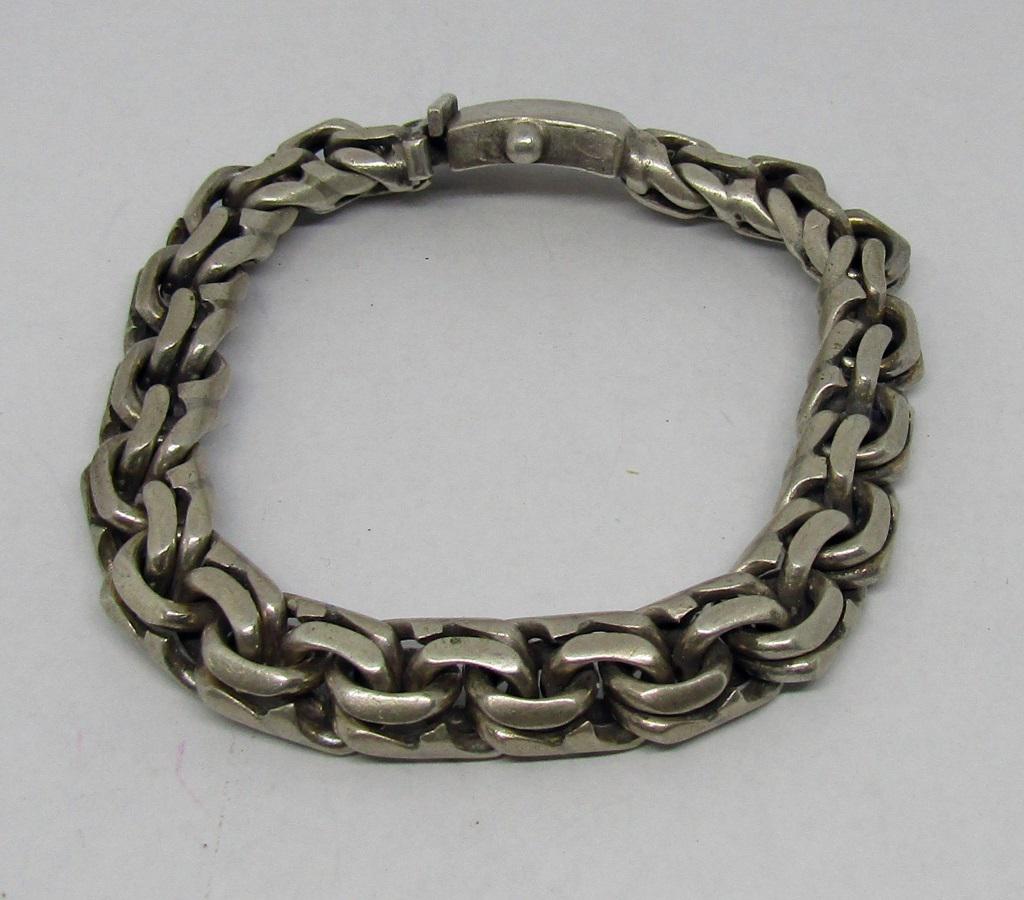 CHUNKY! MEXICO STERLING LINKED MEN'S BRACELET (1 of 3)