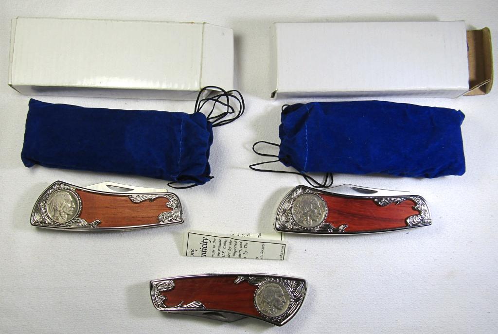 (3) BUFFALO NICKEL FOLDING POCKET KNIVES (1 of 2)