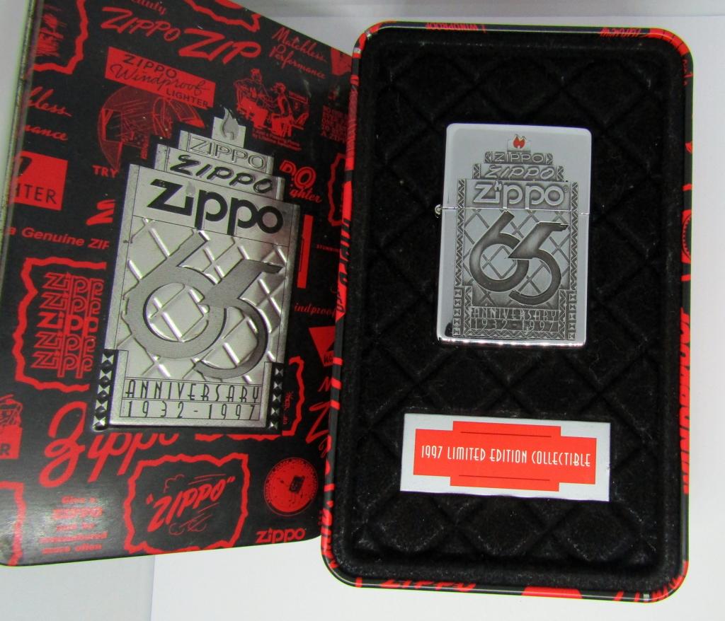 65th Anniversary Zippo w/ tin: 1932-1997 65th Anniversary Zippo with Tin