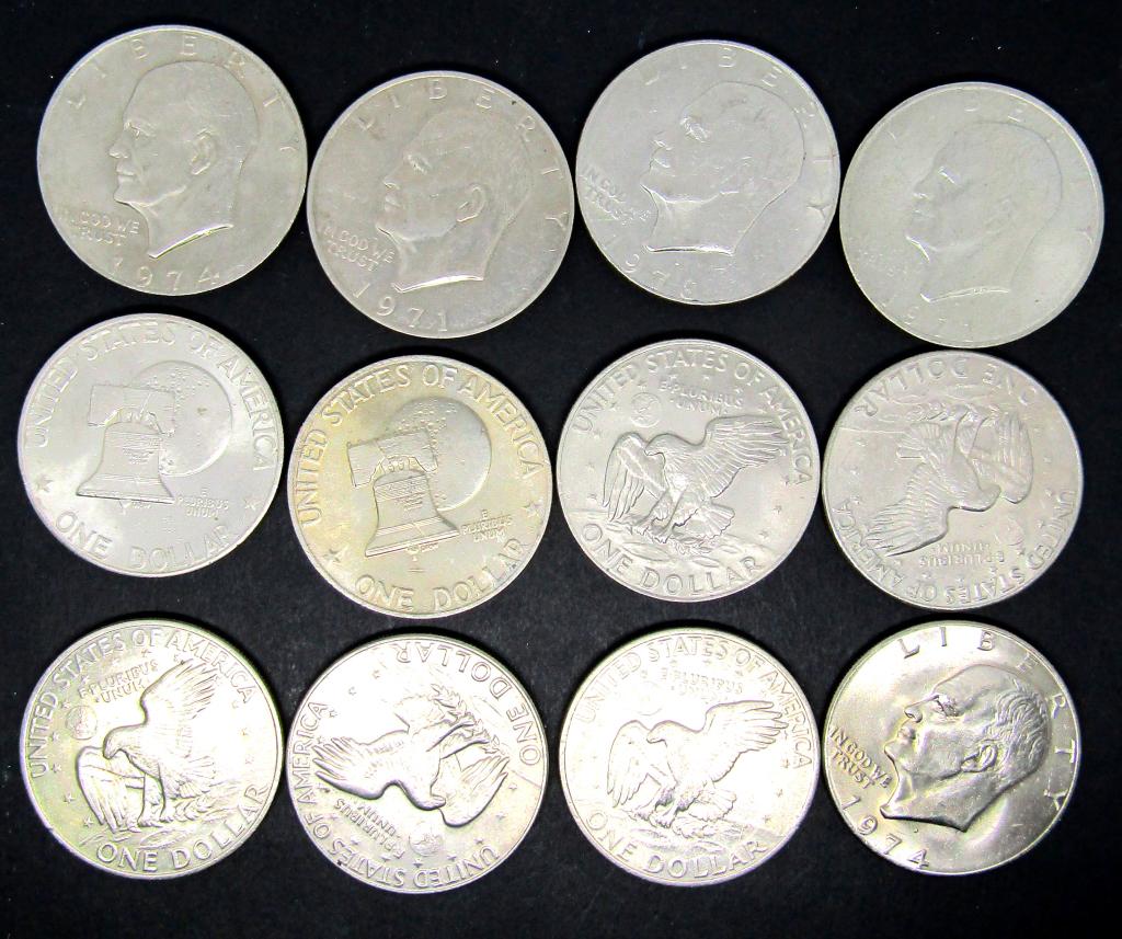 (12) EISENHOWER DOLLARS - MIXED DATES (1 of 1)