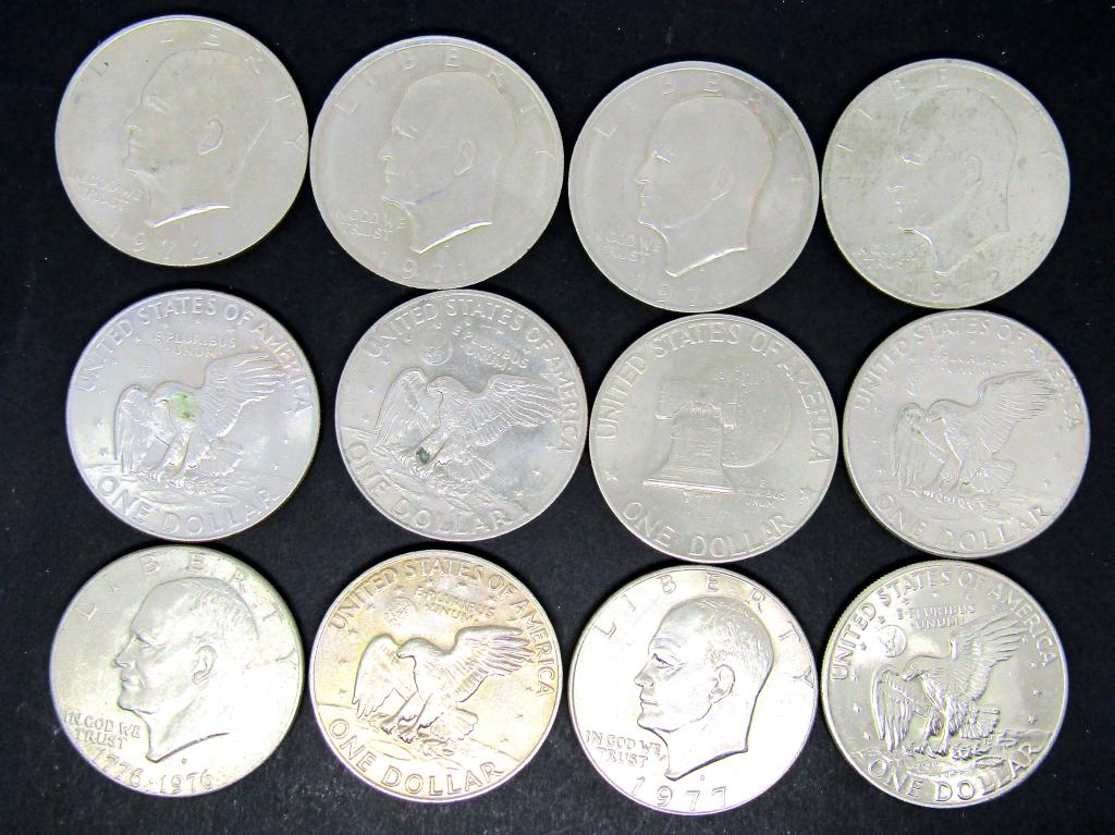 (12) EISENHOWER DOLLARS - MIXED DATES (1 of 1)