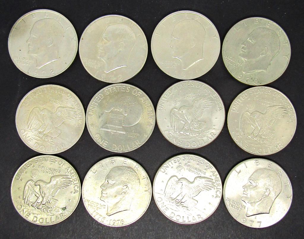 (12) EISENHOWER DOLLARS - MIXED DATES (1 of 1)