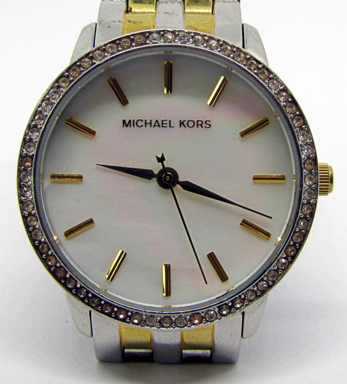 MICHAEL KORS MK-3139 RHINESTONE WRIST WATCH!: UNTESTED, STAINLESS STEEL!
