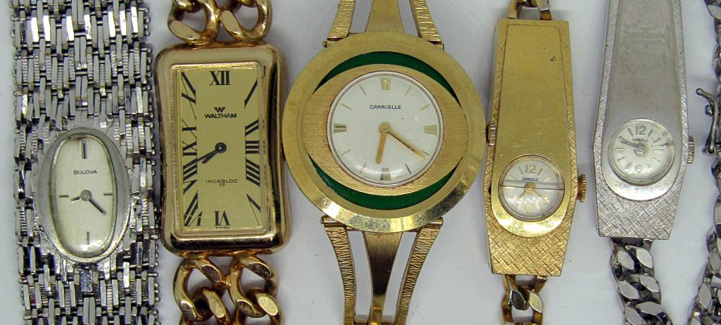 (5) LADIES WRIST WATCHES; WALTHAM, BULOVA,: (3) CARAVELLE; UNTESTED!