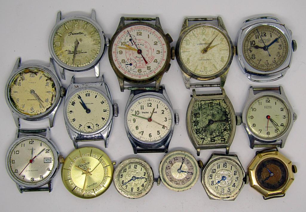 (15) WATCH FACES! HAMILTON,PRINCETON, ETC!: UNTESTED MISSING CRYSTALS