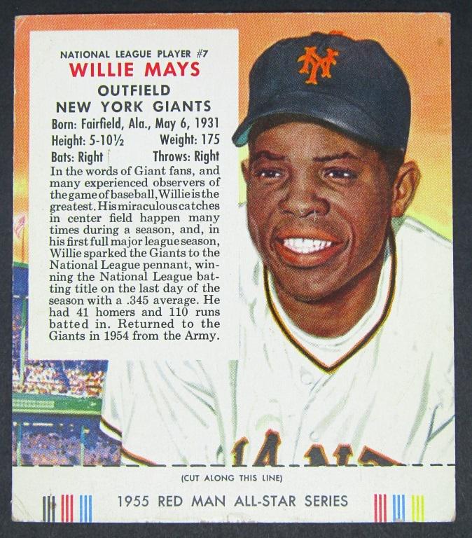 1955 REDMAN TOBACCO #7 WILLIE MAYS (1 of 2)