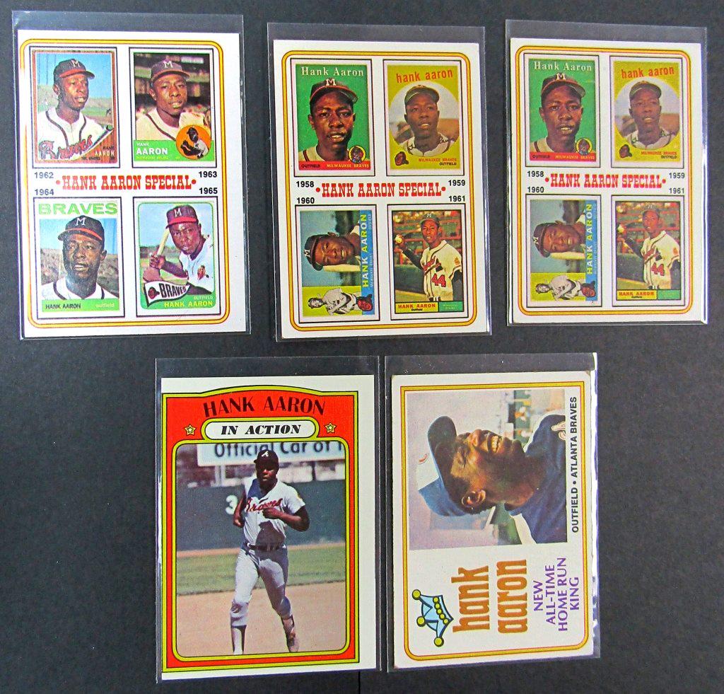 (5) HANK AARON CARDS - 1974 TOPPS #1, (1 of 2)
