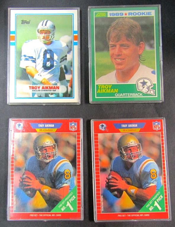 (4) TROY AIKMAN ROOKIE CARDS NM/MT (1 of 2)