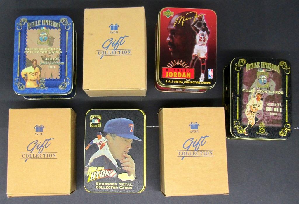 7 Avon collectable tins, Mantel,mays, more: NIB Jordan,Mantel,Ruth Mays,Robinson,Ryan