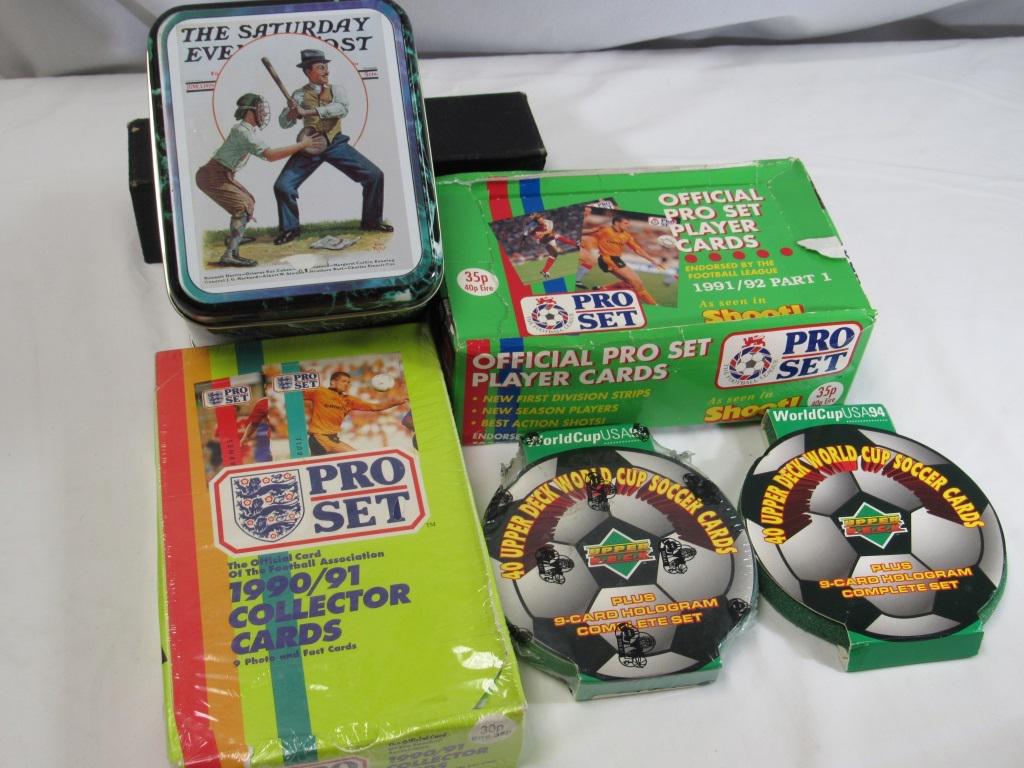 2 boxes of Proset Soccer and packs: Sealed upper deck packs and loose cards