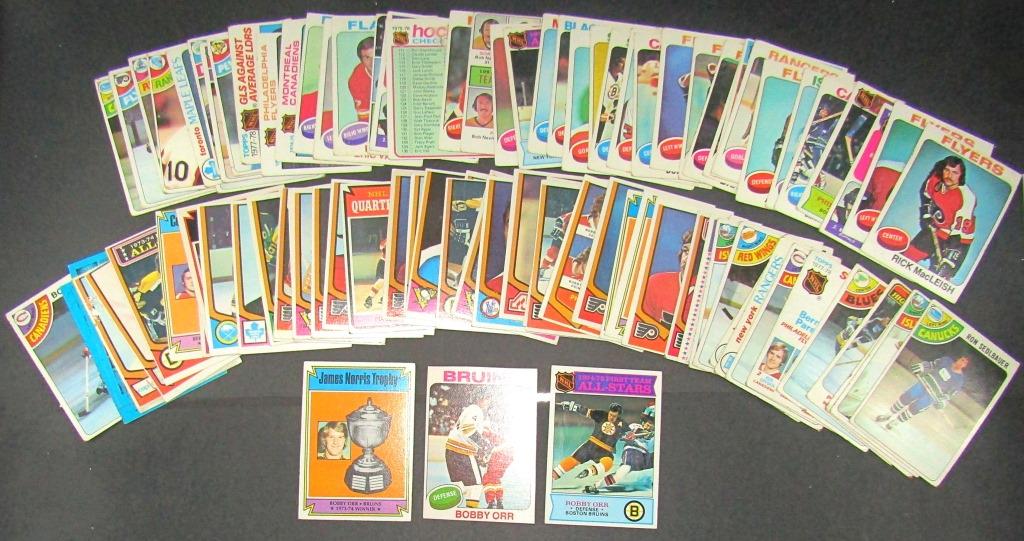 70's HOCKEY CARD LOT: (22) 1978/79 TOPPS,: (35) 1975/76 TOPPS, (38) 1974/75 TOPPS,
