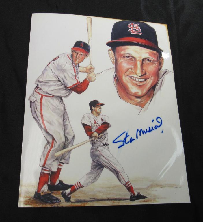 Stan Musial Auto picture: Sticker on back,No COA