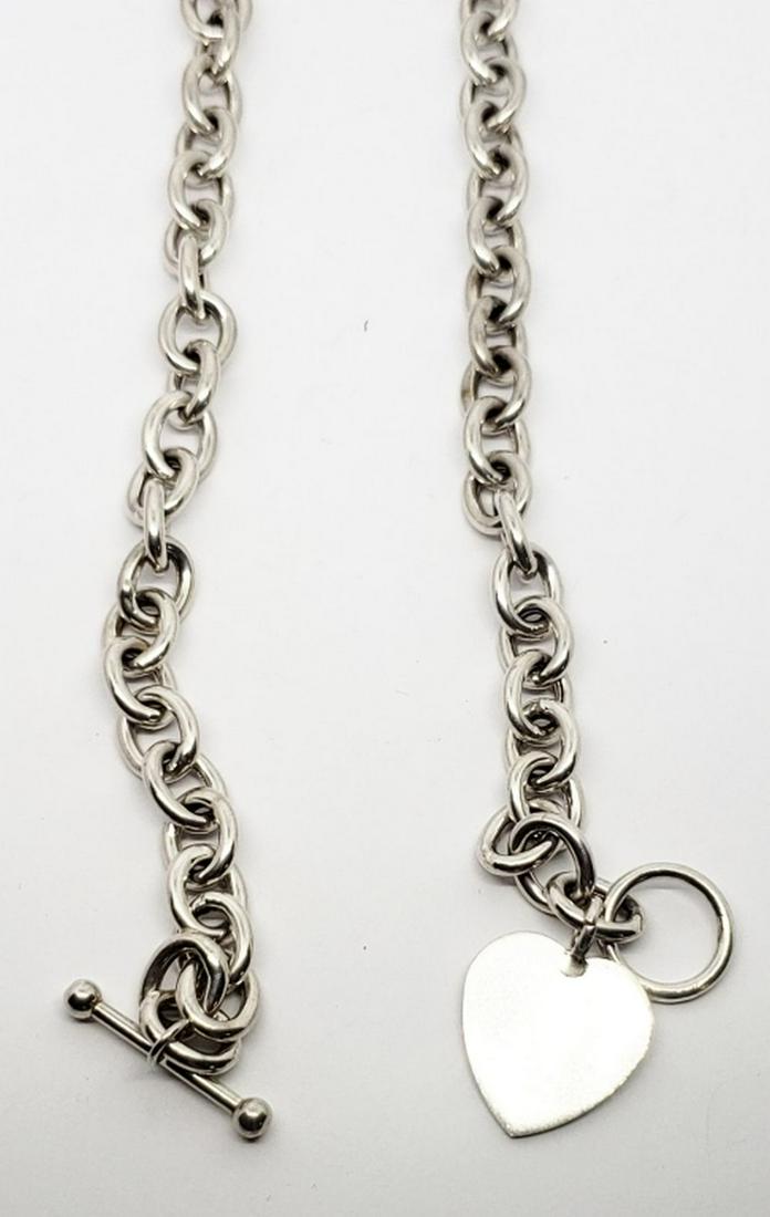 ITALY STERLING LINKED NECKLACE WITH HEART: CHARM-MEASURES 20 INCHES LONG-TOTAL 33.4 DWT