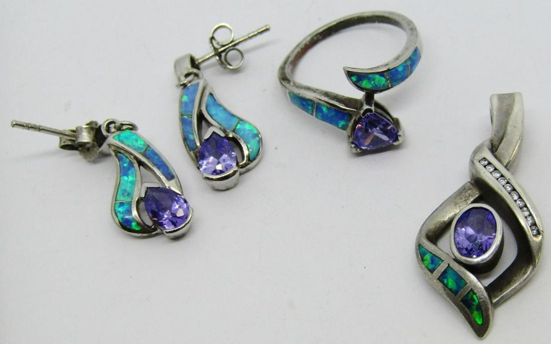 SET! STERLING PENDANT WITH AMETHYST AND OPAL (1 of 9)
