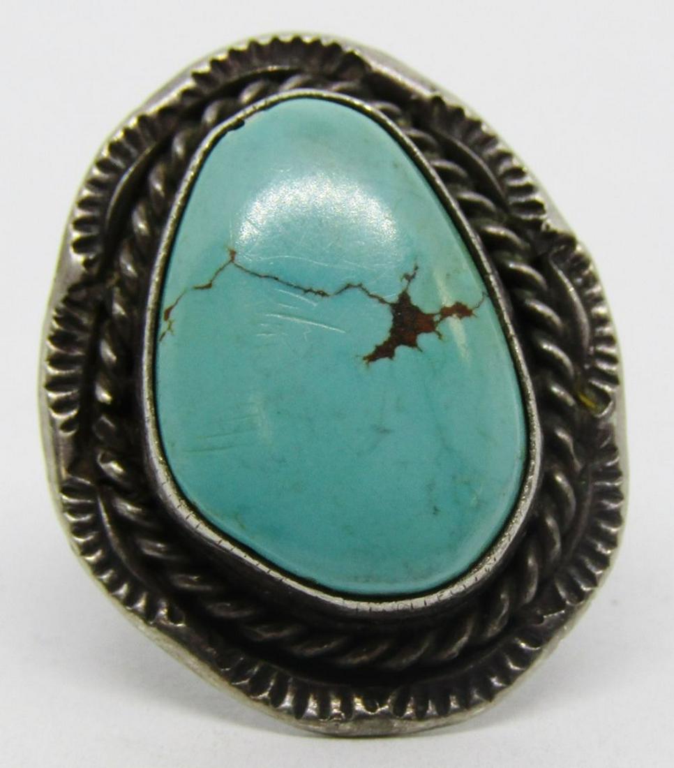 NAVAJO STERLING SPLIT SHANK RING WITH TURQUOISE (1 of 4)