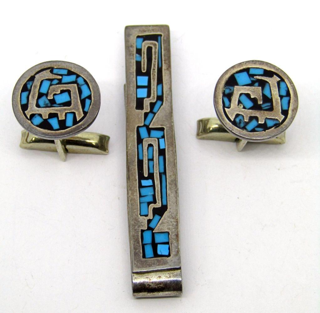 SET! MEXICO STERLING PAIR OF MEN'S CUFF LINKS (1 of 4)