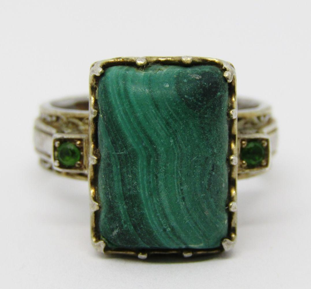 VINTAGE STERLING RING WITH MALACHITE STONE (1 of 4)