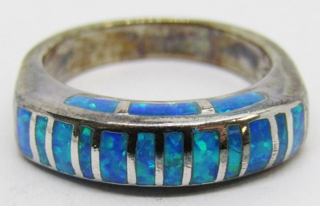 SIZE 8 STERLING FASHION RING WITH OPAL INLAY (1 of 4)
