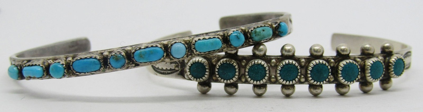 2-NAVAJO STERLING CUFFS WITH TURQUOISE (1 of 4)