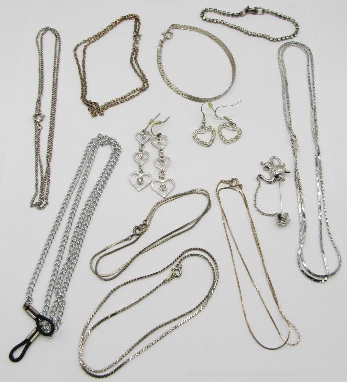 LARGE SILVER TONED JEWELRY LOT (1 of 3)