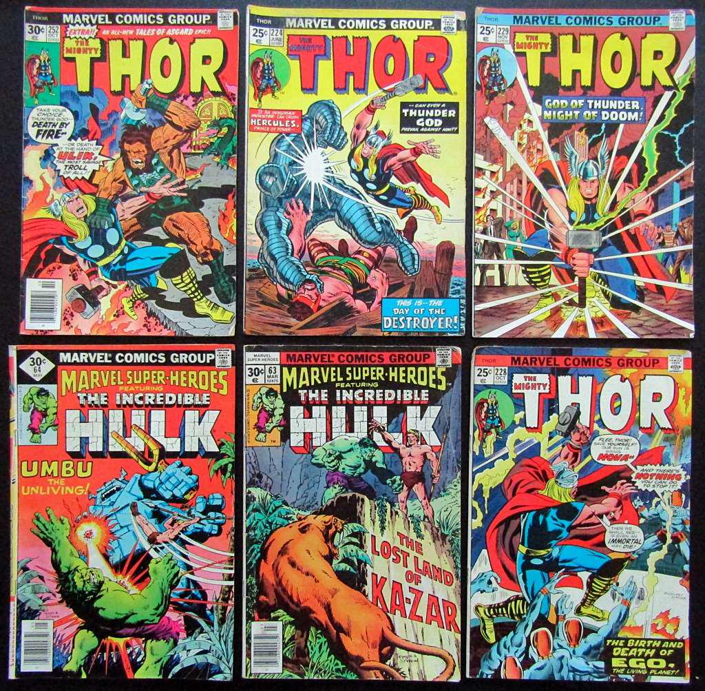 Lot of 6 25cent& 30cent Marvel Comics (1 of 2)