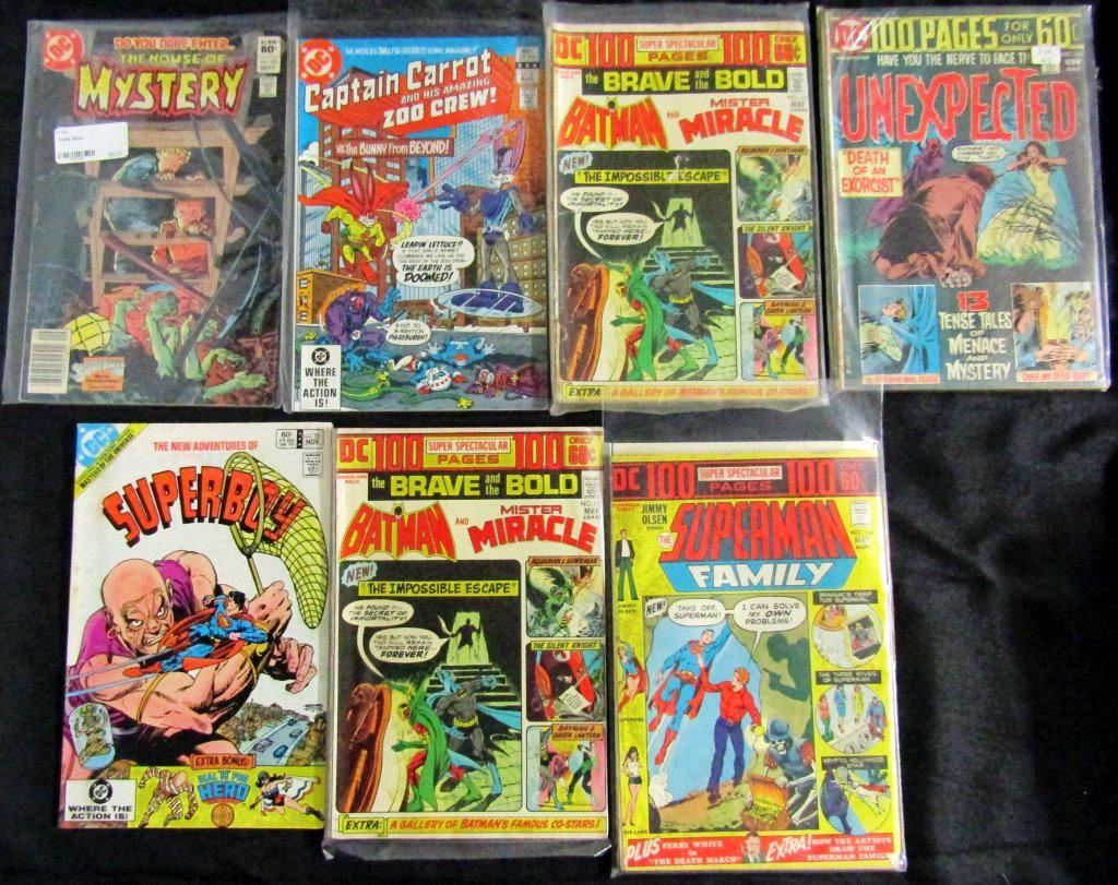 7-Dc 60cent Comics(Mix): Unexpected #160-Supermanfamily #164-The brave and the bold #112,112,Superboy#35-House of mystery #320-Captain Carrot and his amazing zoo crew #6