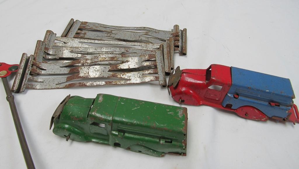 (2) METAL TOY TRUCKS with WOOD WHEELS (1 of 6)