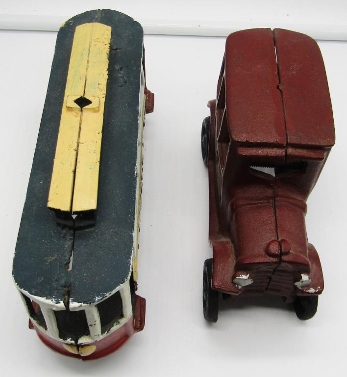 (2) CAST IRON TOYS: TROLLEY & ANTIQUE (1 of 5)