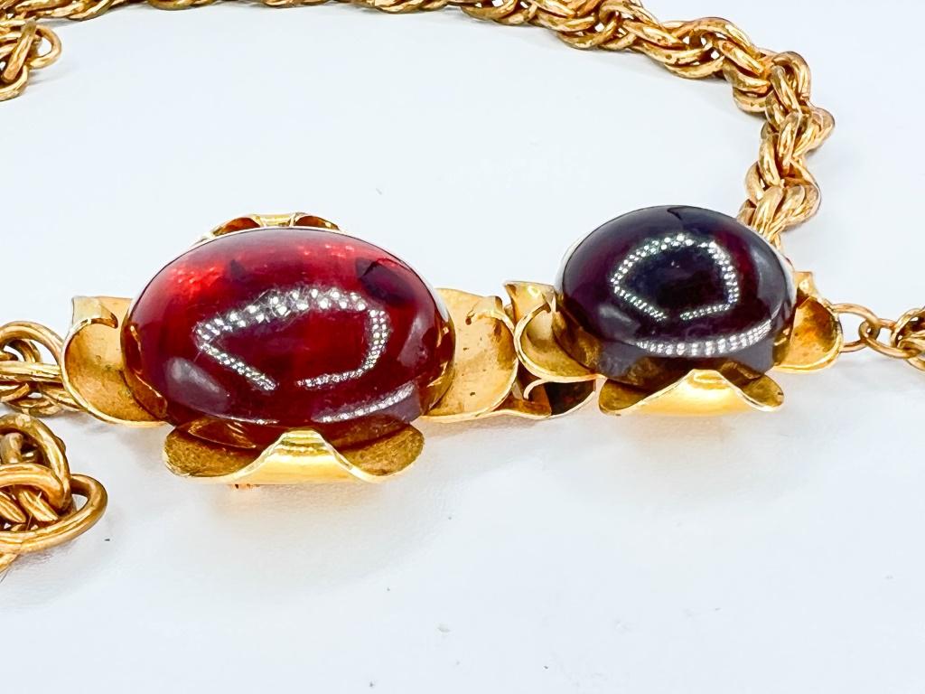 LARGE VINTAGE HEAVY STONE NECKLACE WITH DANGLES (1 of 3)
