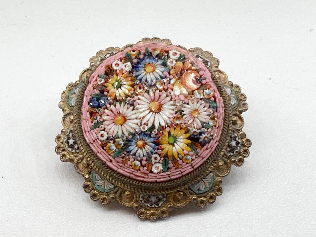 ITALIAN MADE ? MOSAIC PIN , SIGNED 800 (1 of 1)