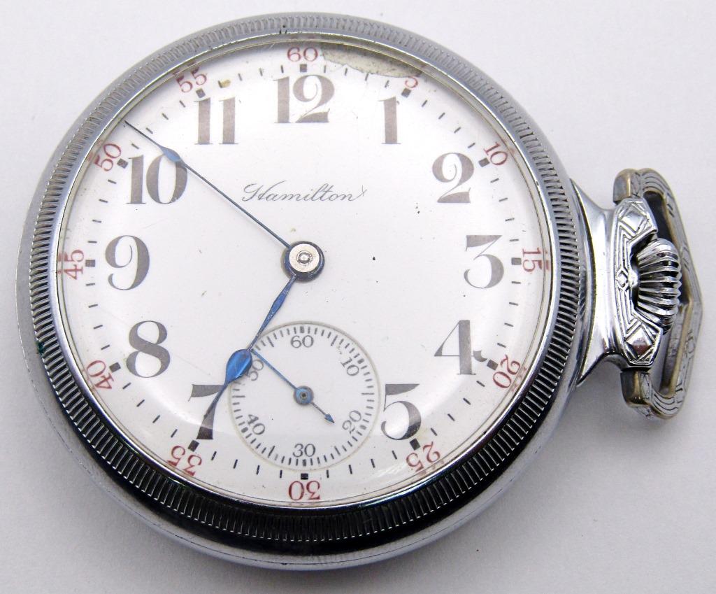 HAMILTON OPEN FACE POCKET WATCH (1 of 4)