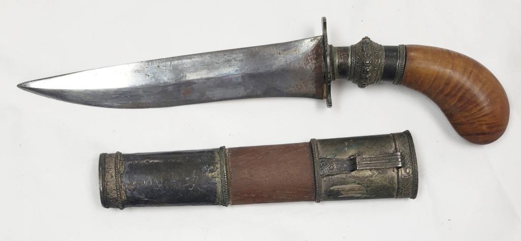 CURVED HANDLE VINTAGE KNIFE w/SHEATH (1 of 3)