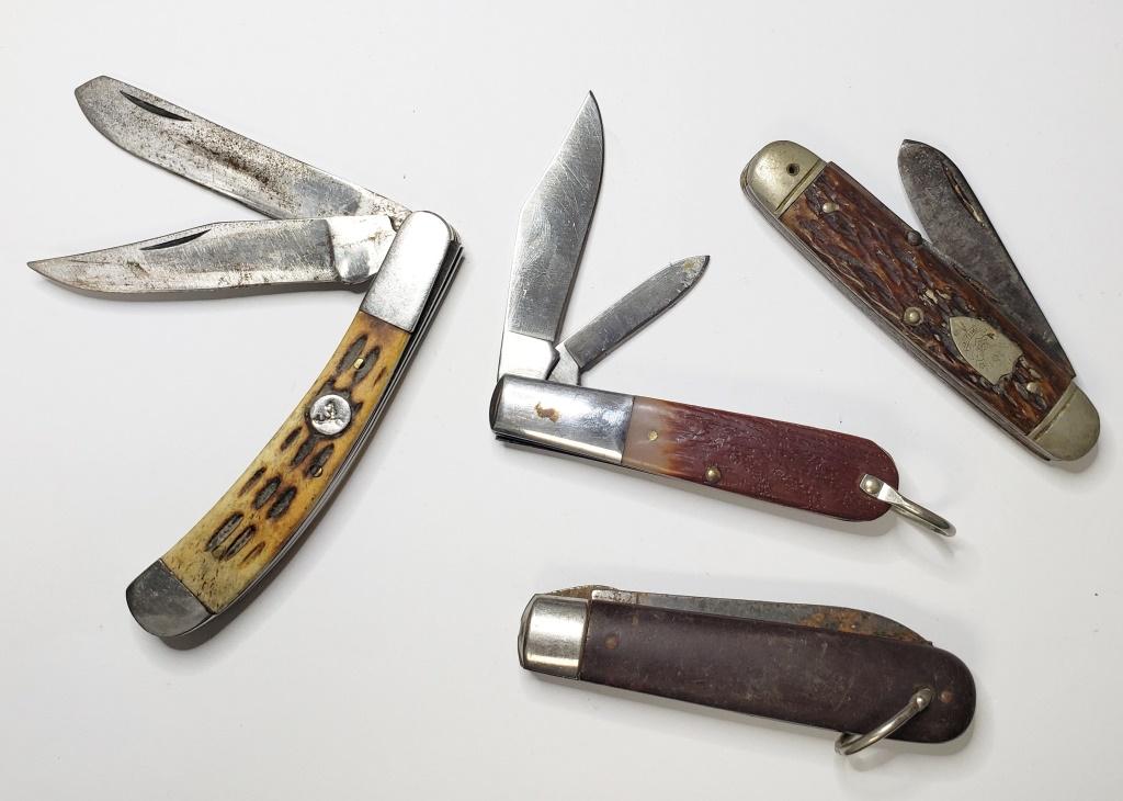 (4) KNIFE LOT: CAMLILUS, DEERTAIL, BOYSCOUT, SCHRA (1 of 2)