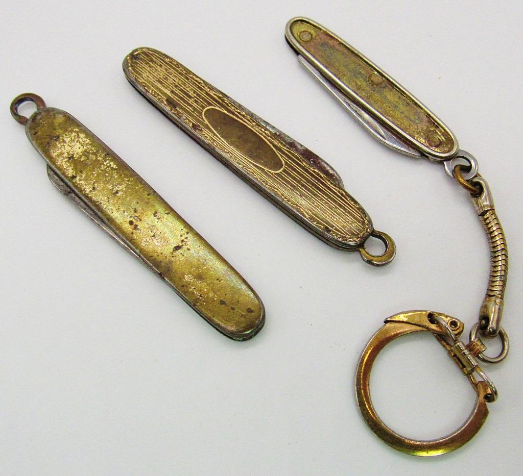 (3) SILVER TONED GENTLEMANS POCKET KNIFE LOT (1 of 2)