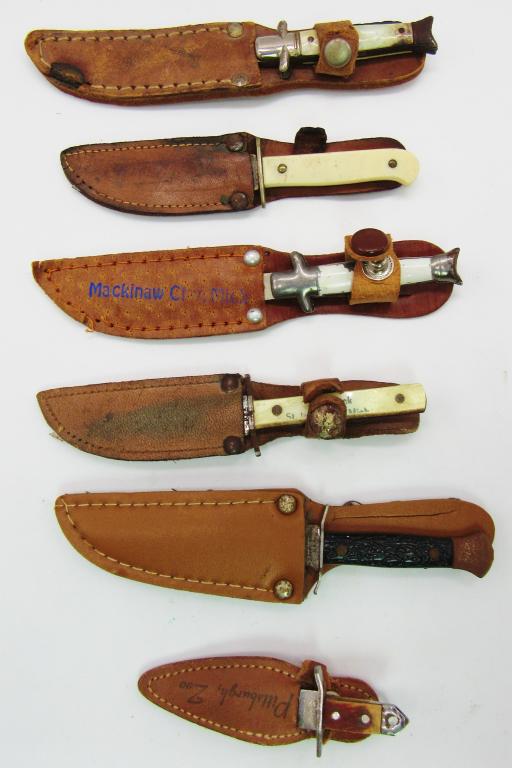 (6) KNIVES IN BROWN LEATHER SHEATHS (1 of 2)
