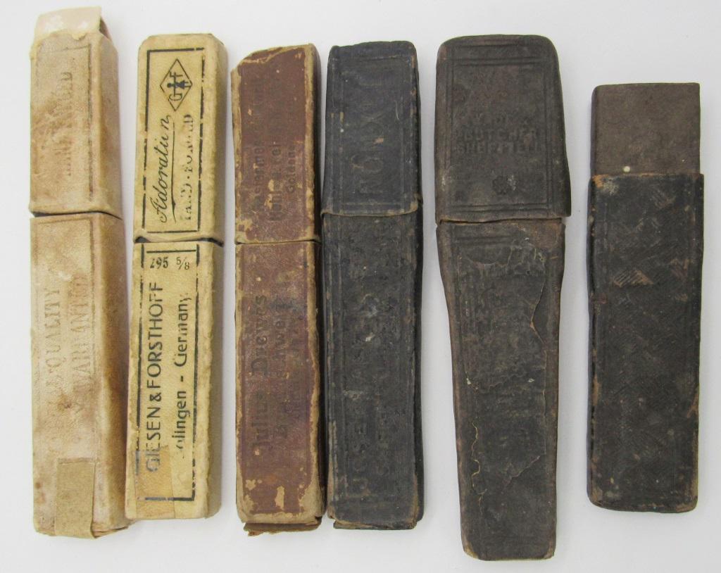 (6) ASSORTED ANTIQUE STRAIGHT RAZOR SHEATH BOXES (1 of 5)
