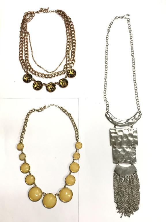 3 STATEMENT NECKLACES: ONE YELLOW , ONE CHEETAH