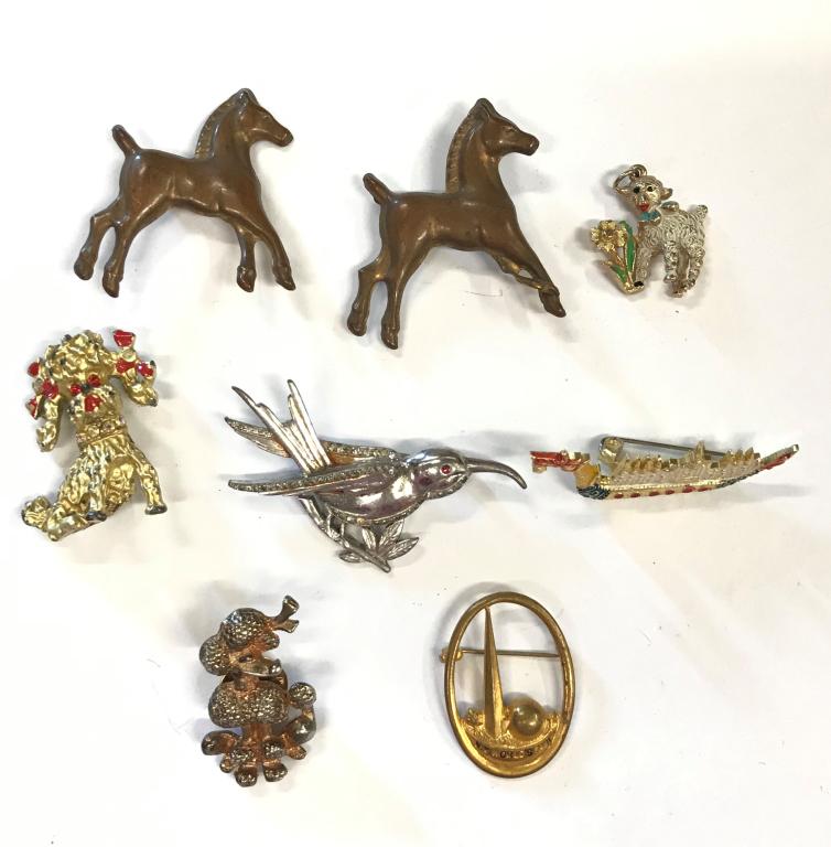 ANIMAL / SAIL BOAT BROOCHES: BID NOW!