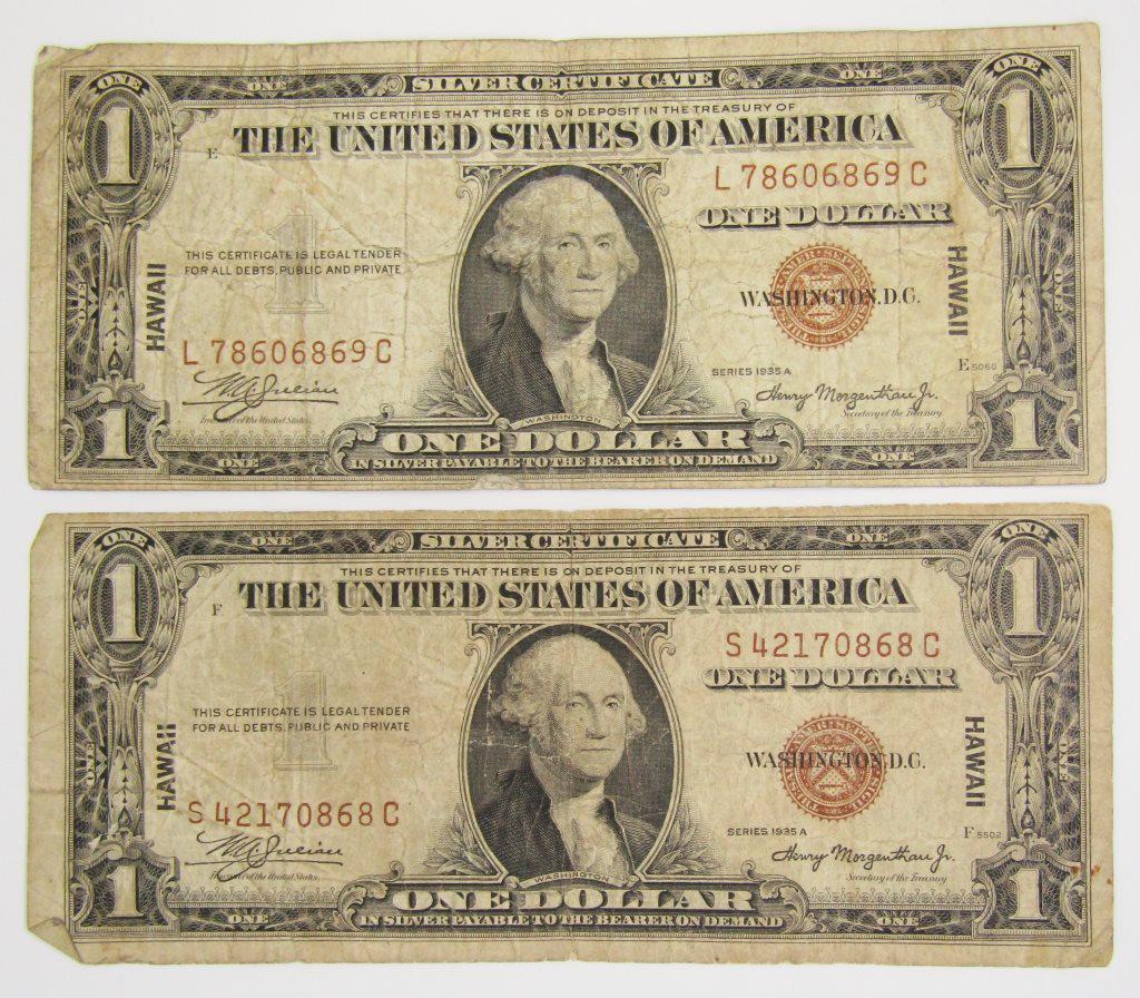 (2) 1935 $1 "HAWAII" SILVER CERTS (1 of 2)